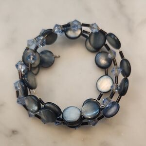 Blue Iridescent Handmade Beaded Bracelet